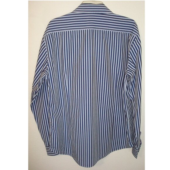 JEREMY ARGYLE Blue Two-Tone Striped, Contrast Trim Long Sleeve Poplin Shirt - Picture 6 of 6
